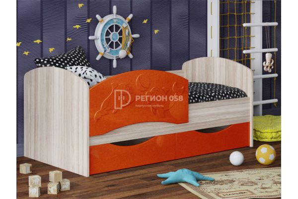 Кровать Дельфин-3 МДФ 1,6 фасад 3Д Апельсин металлик