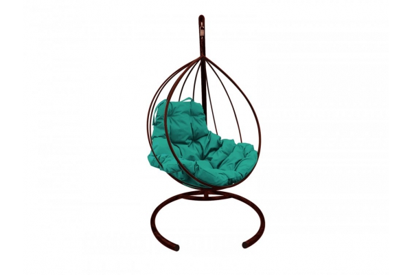 Подвесное кресло Кокон Капля каркас коричневый-подушка зелёная