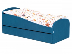 Кровать мягкая с ящиком Letmo велюр морской