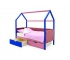 Кровать-домик мягкий Svogen с ящиками синий-лаванда